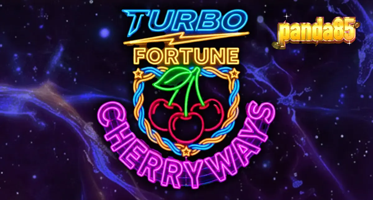 Tampilan visual neon futuristik pada slot Turbo Fortune Cherryways